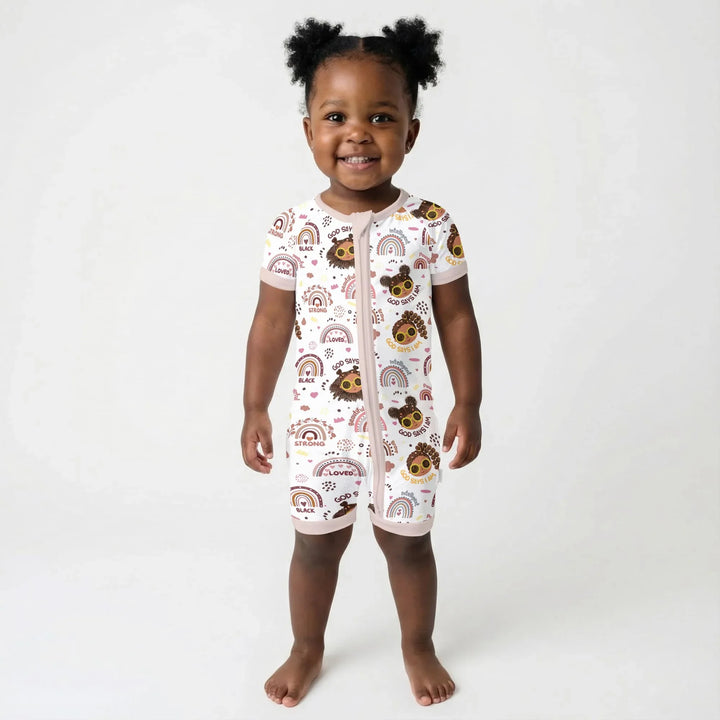 Afro African American Girl Bamboo Shorty Zippy