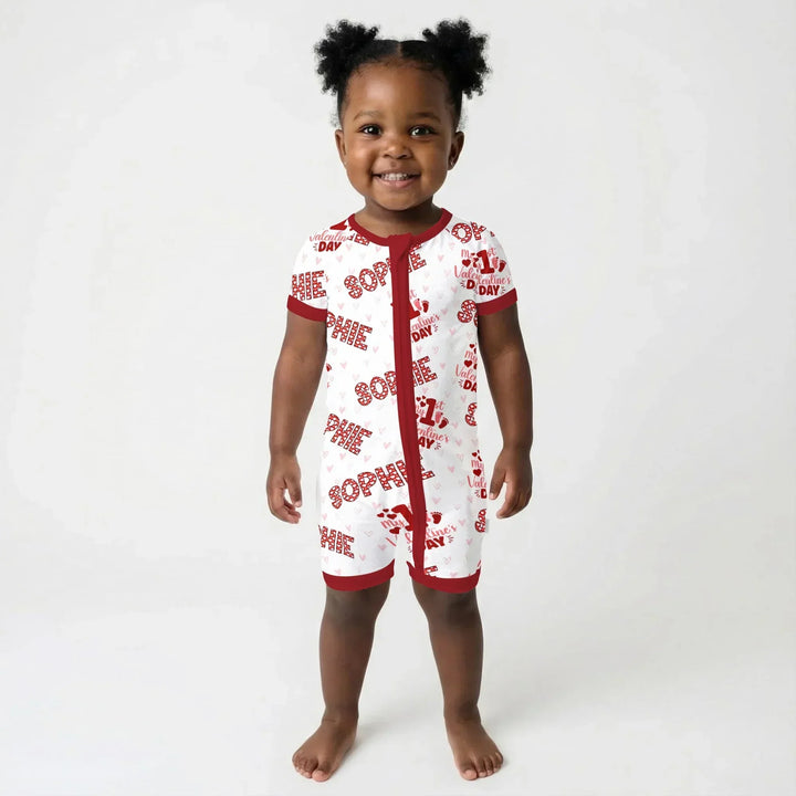 Custom Name My 1st Valentine's Day Bamboo Shorty Zippy