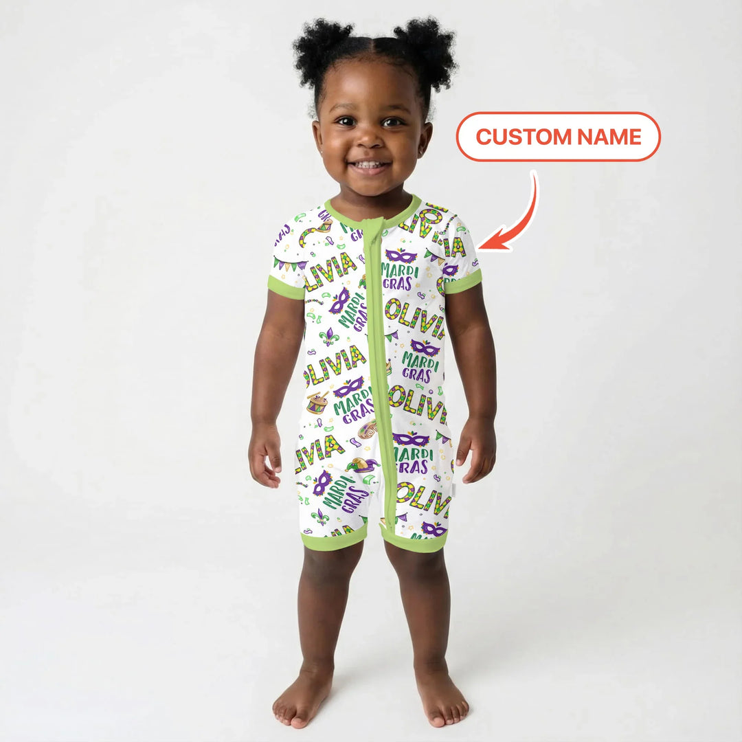 Custom Name Make your own Mardi Gras Bamboo Shorty Zippy