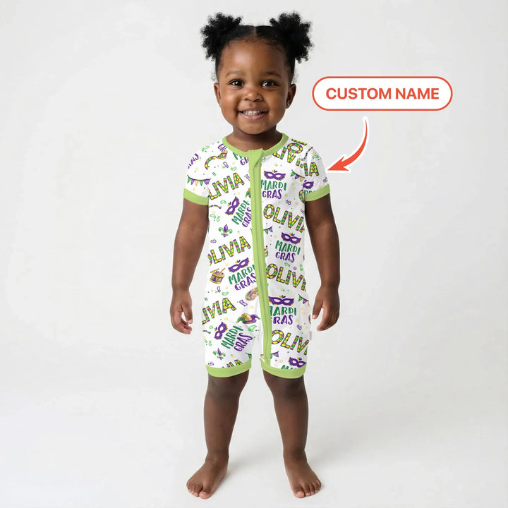 Custom Name Make your own Mardi Gras Bamboo Shorty Zippy