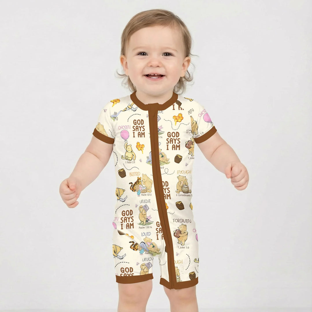God Says I Am – Little Blessings Bamboo Shorty Zippy