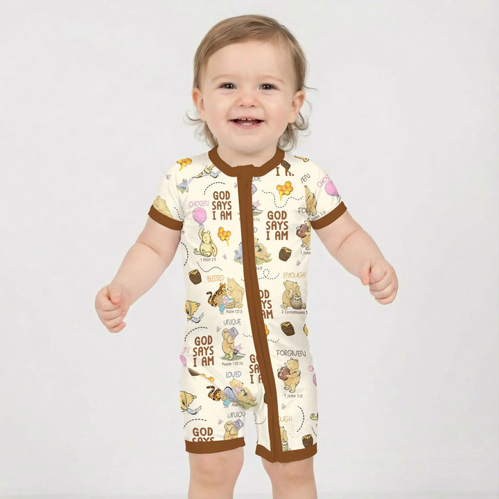 God Says I Am – Little Blessings Bamboo Shorty Zippy