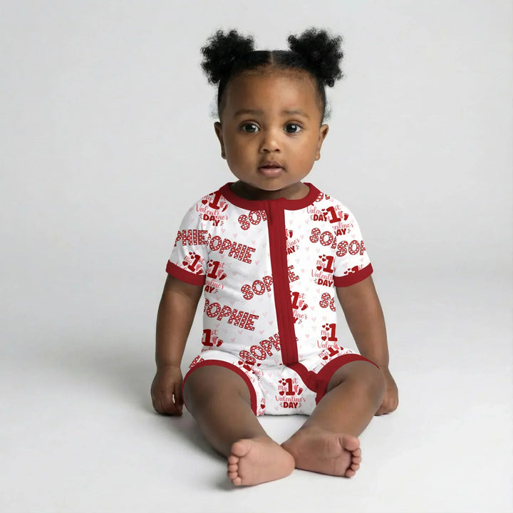 Custom Name My 1st Valentine's Day Bamboo Shorty Zippy