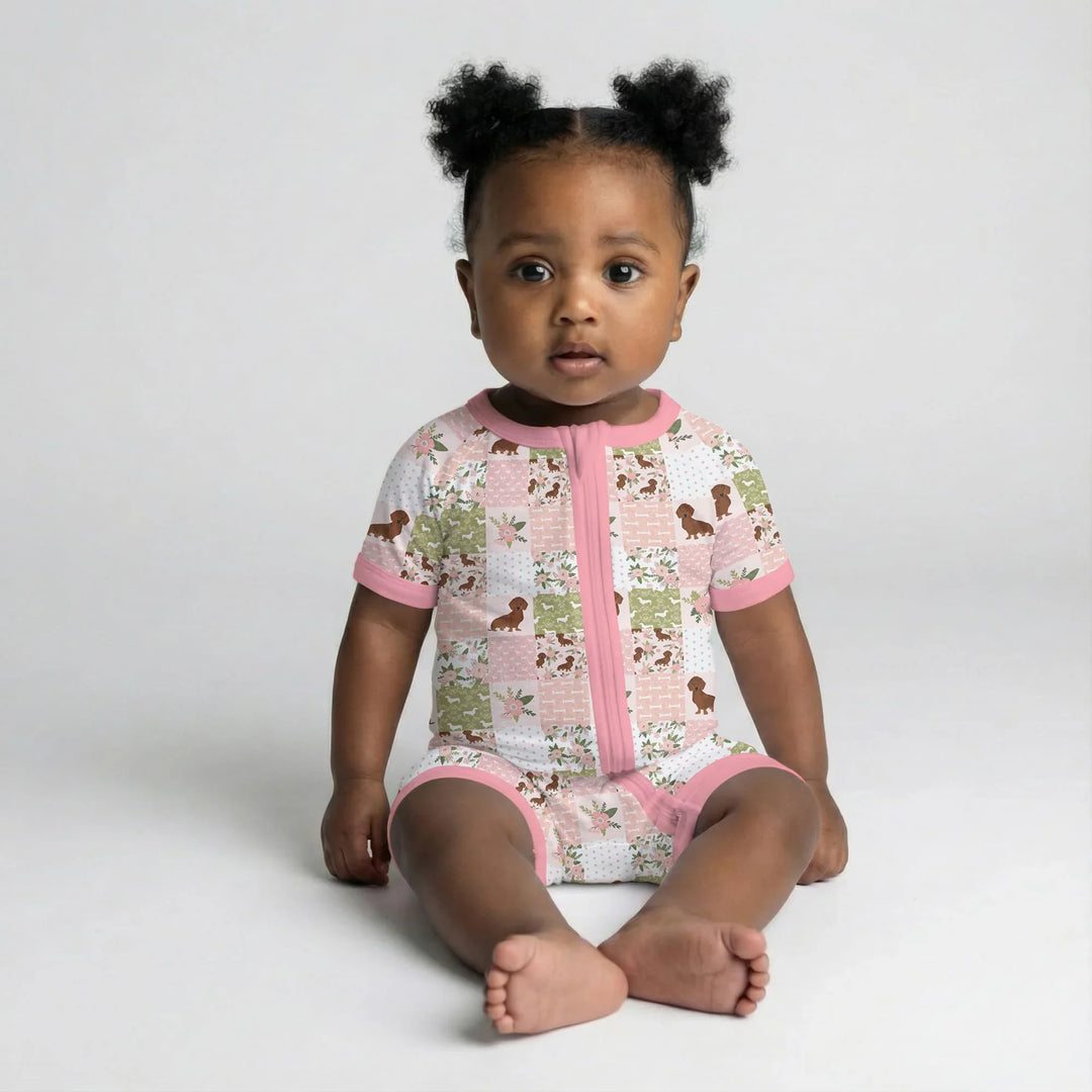 Floral Dachshund Grace Bamboo Shorty Zippy