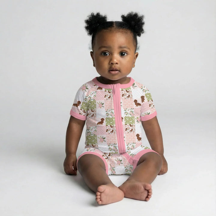 Floral Dachshund Grace Bamboo Shorty Zippy