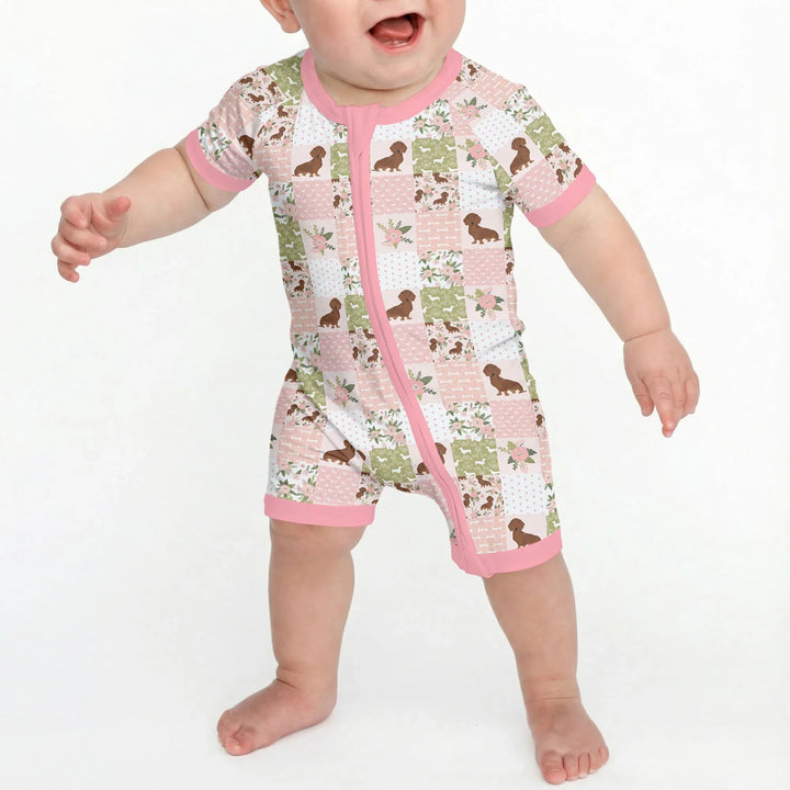 Floral Dachshund Grace Bamboo Shorty Zippy