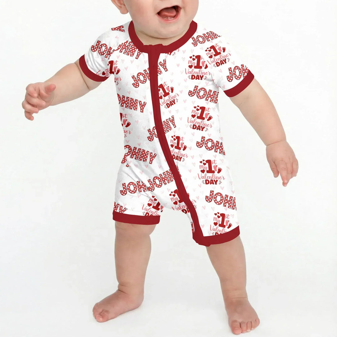 Custom Name My 1st Valentine's Day Bamboo Shorty Zippy