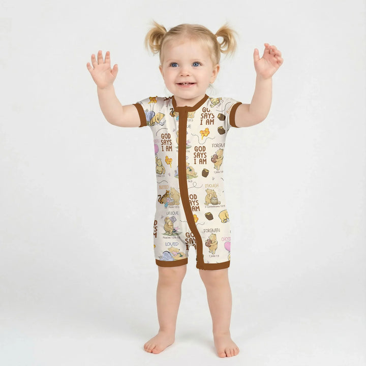 God Says I Am – Little Blessings Bamboo Shorty Zippy
