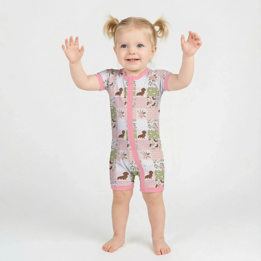 Floral Dachshund Grace Bamboo Shorty Zippy