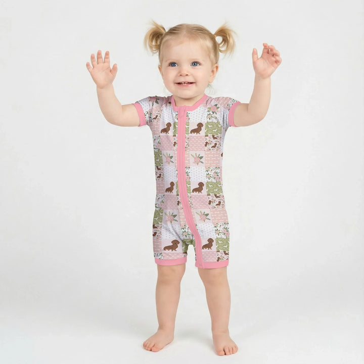 Floral Dachshund Grace Bamboo Shorty Zippy