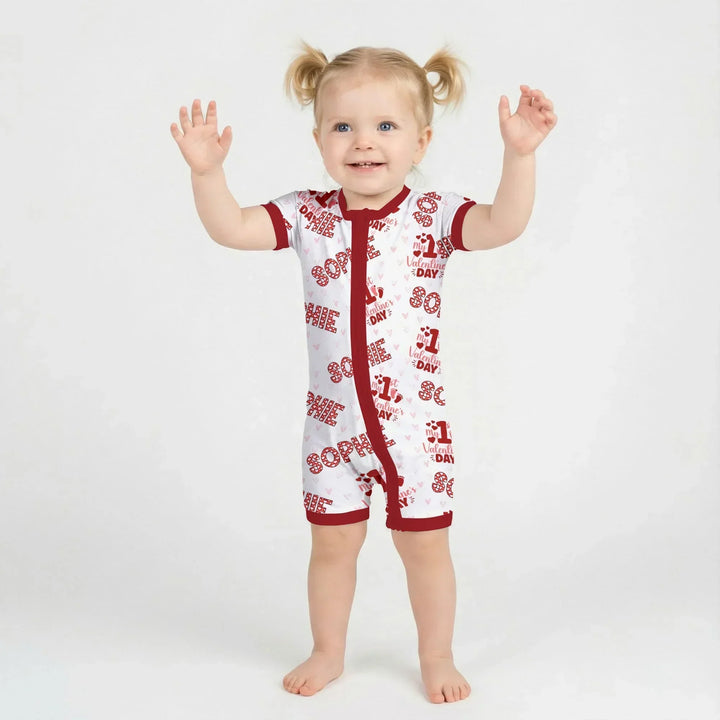 Custom Name My 1st Valentine's Day Bamboo Shorty Zippy