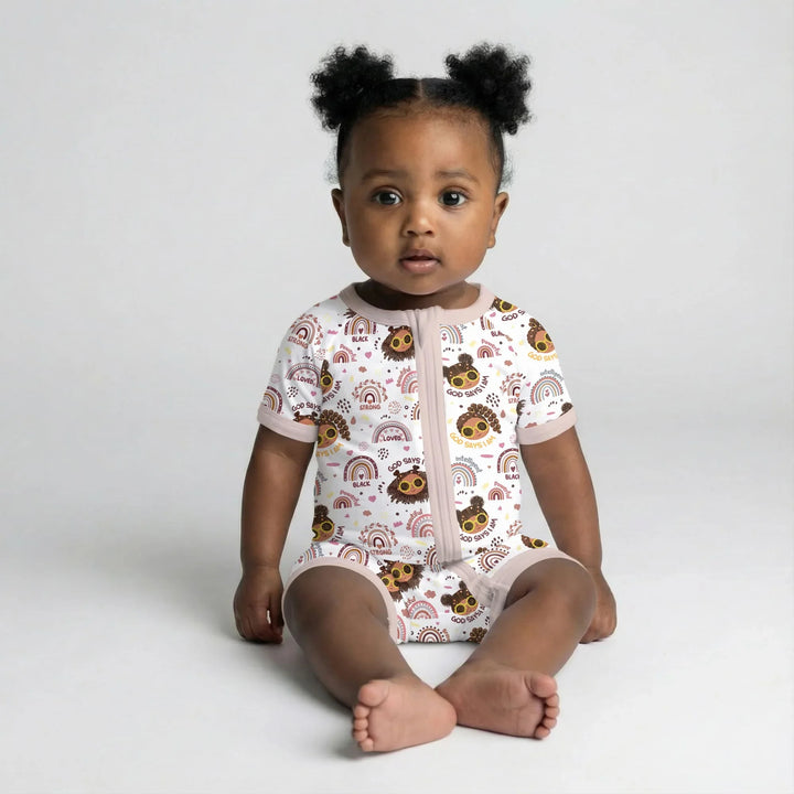 Afro African American Girl Bamboo Shorty Zippy