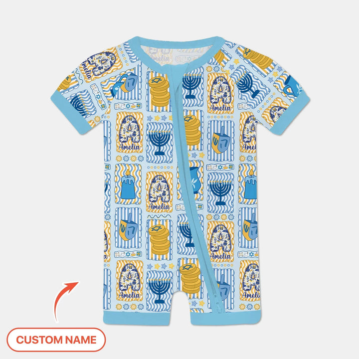 Custom Name Hanukkah Wonderland Bamboo Shorty Zippy