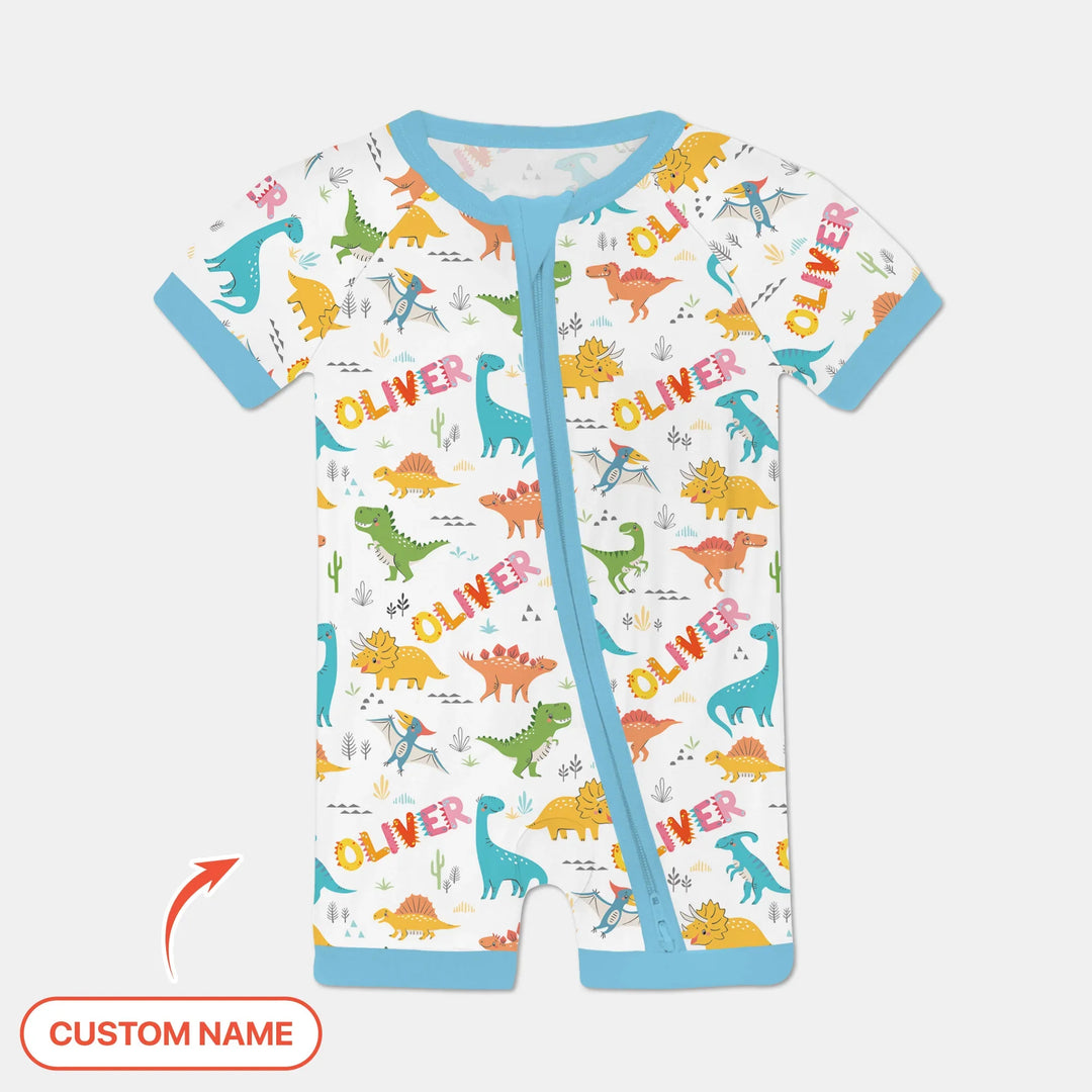 Dino Adventure Custom Name Bamboo Shorty Zippy