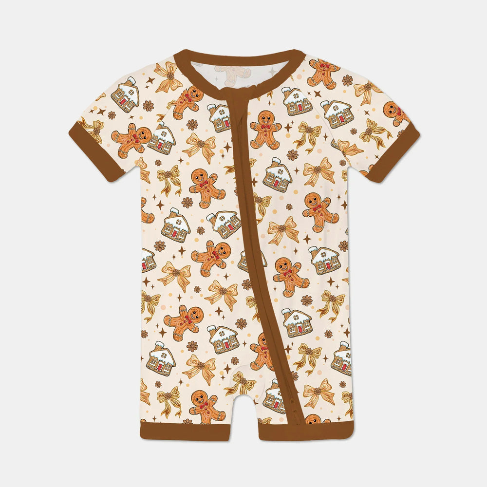 Brushstroke Gingerbread Shorty Zippy , Brushstroke Gingerbread Shorty Zippy - 0-3M