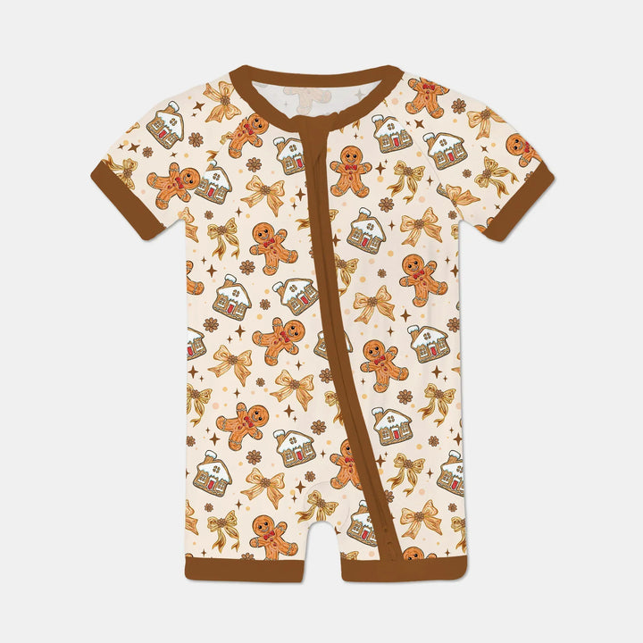Brushstroke Gingerbread Shorty Zippy , Brushstroke Gingerbread Shorty Zippy - 0-3M