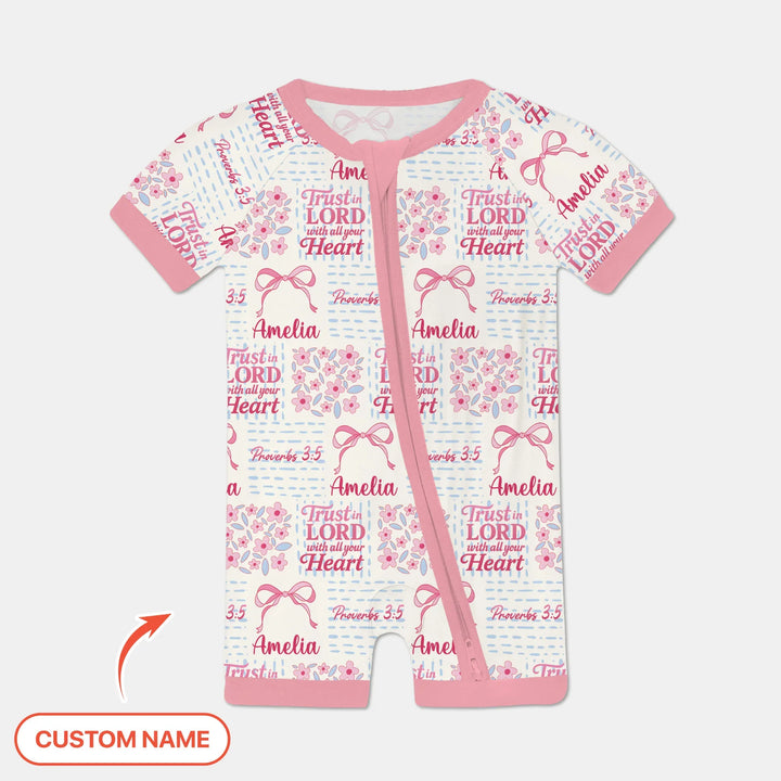 Trust The Lord With All Your Heart Custom Name Bamboo Shorty Zippy