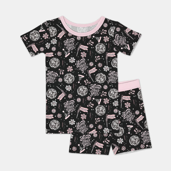Disco New Years Eve Bamboo Two Piece Short Sleeve Shorts Pajama Set