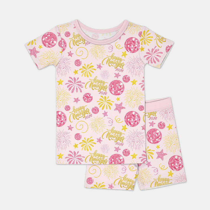 New Year's Eve Celebration Bamboo Two Piece Short Sleeve Shorts Pajama Set