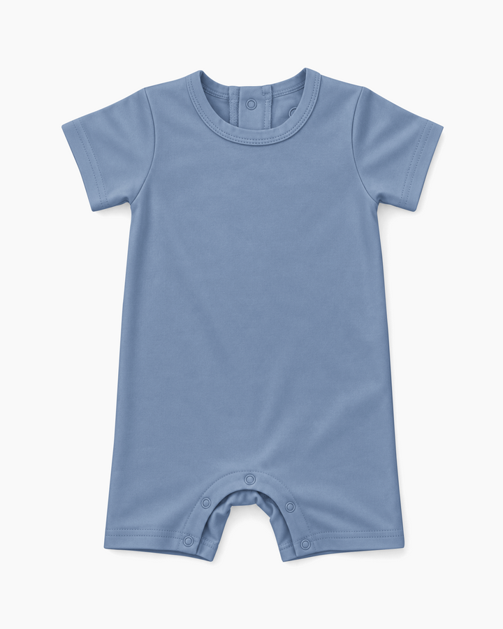 Solid Bamboo Short Sleeve Snap Romper