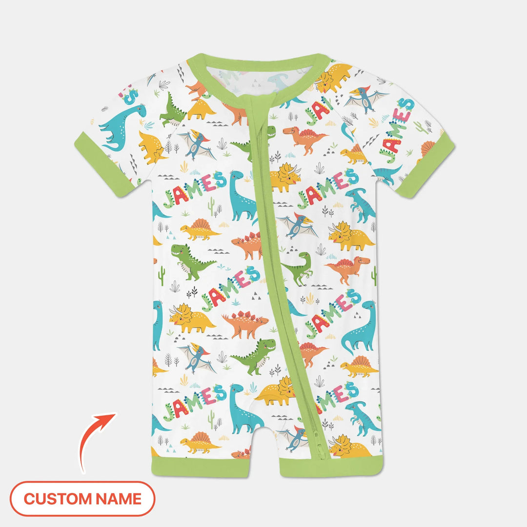 Dino Adventure Custom Name Bamboo Shorty Zippy
