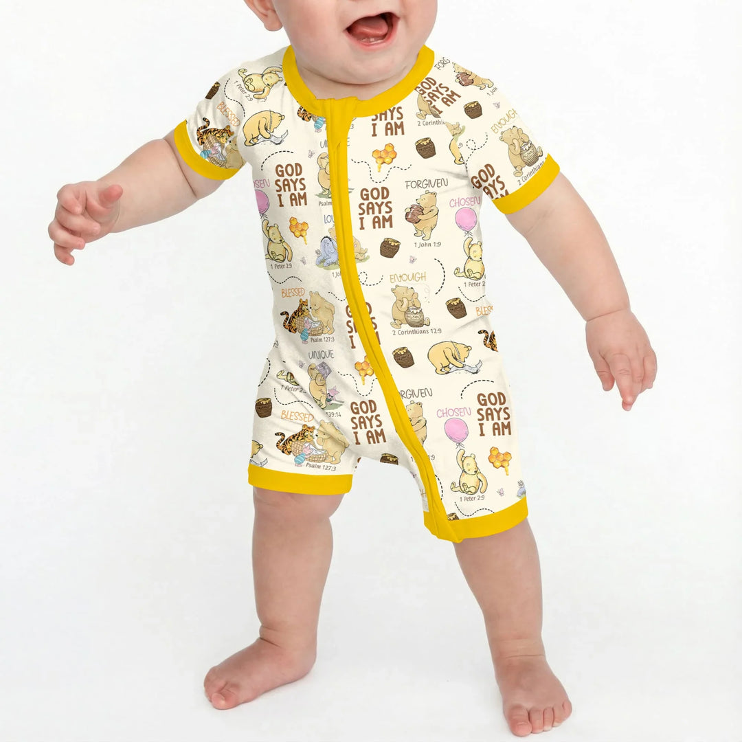 God Says I Am – Little Blessings Bamboo Shorty Zippy