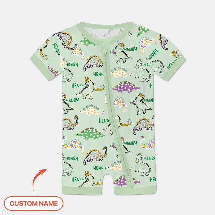 Custom Name Mardi Gras Saurus Bamboo Shorty Zippy