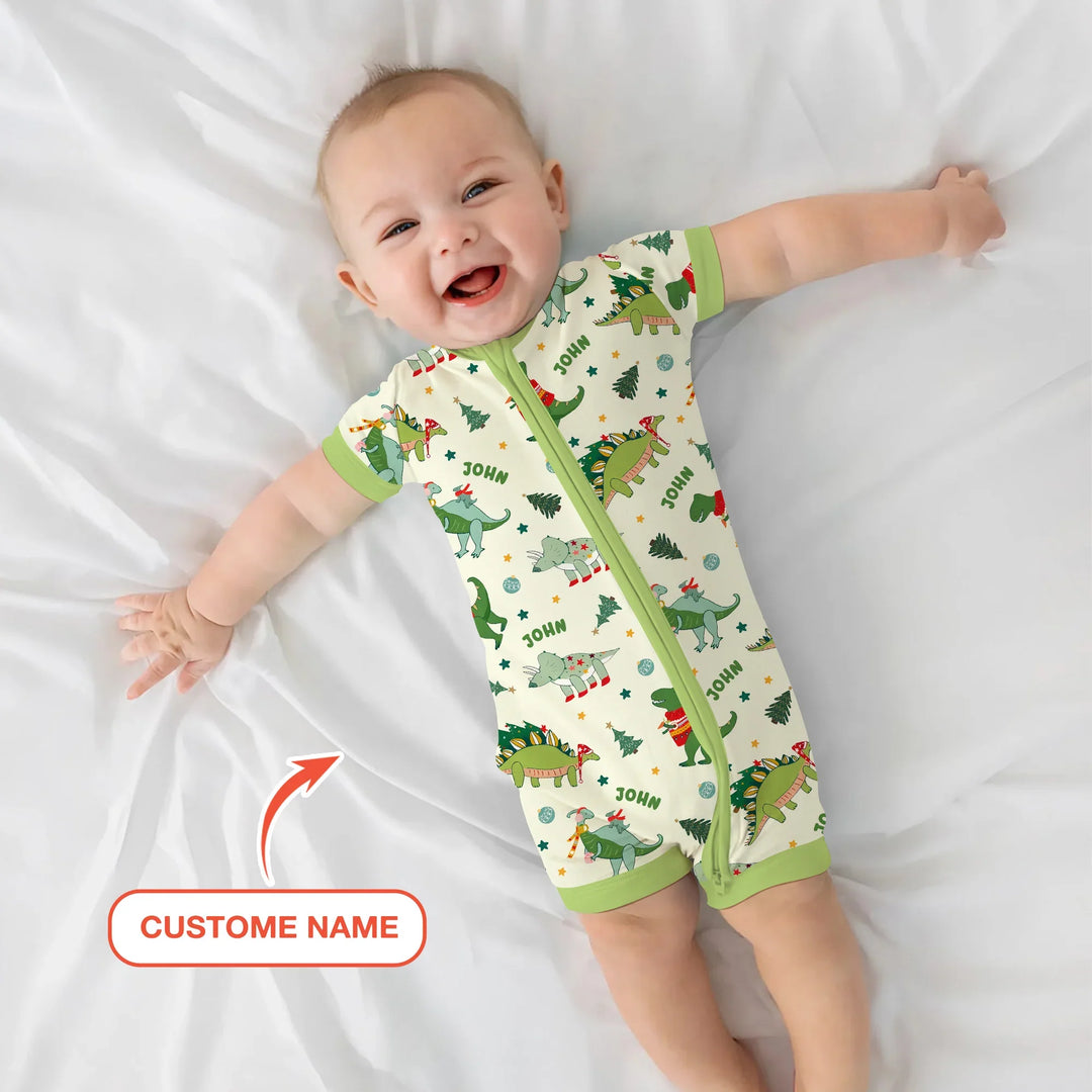 Custom Name Dinosaurs Christmas Tree Bamboo Shorty Zippy