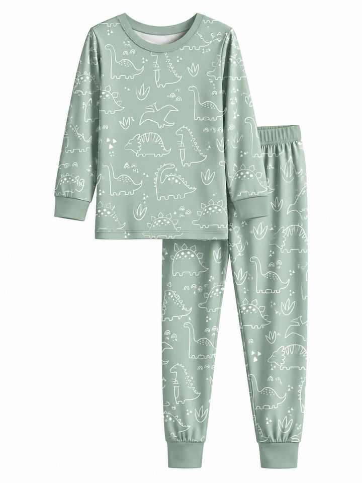 Simple Dino Doodles Bamboo Two Piece Long Sleeve Pajama Set