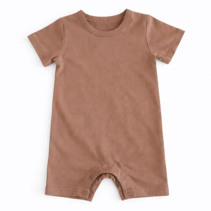 Custom Name Solid Bamboo Short Sleeve Snap Romper