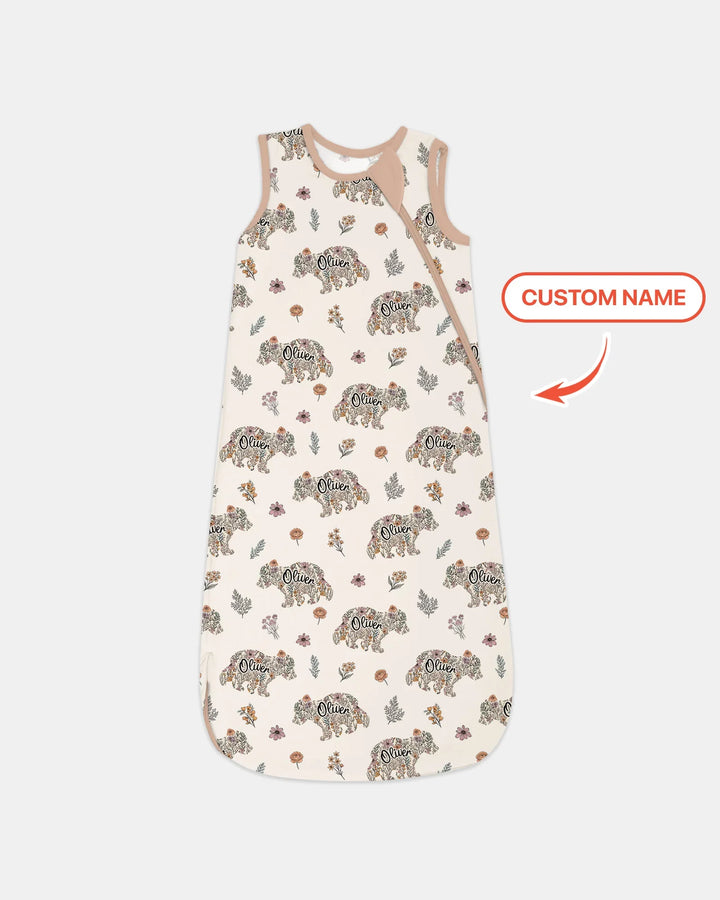 Custom Name Floral Bear Family Matching Bamboo Sleep Bag