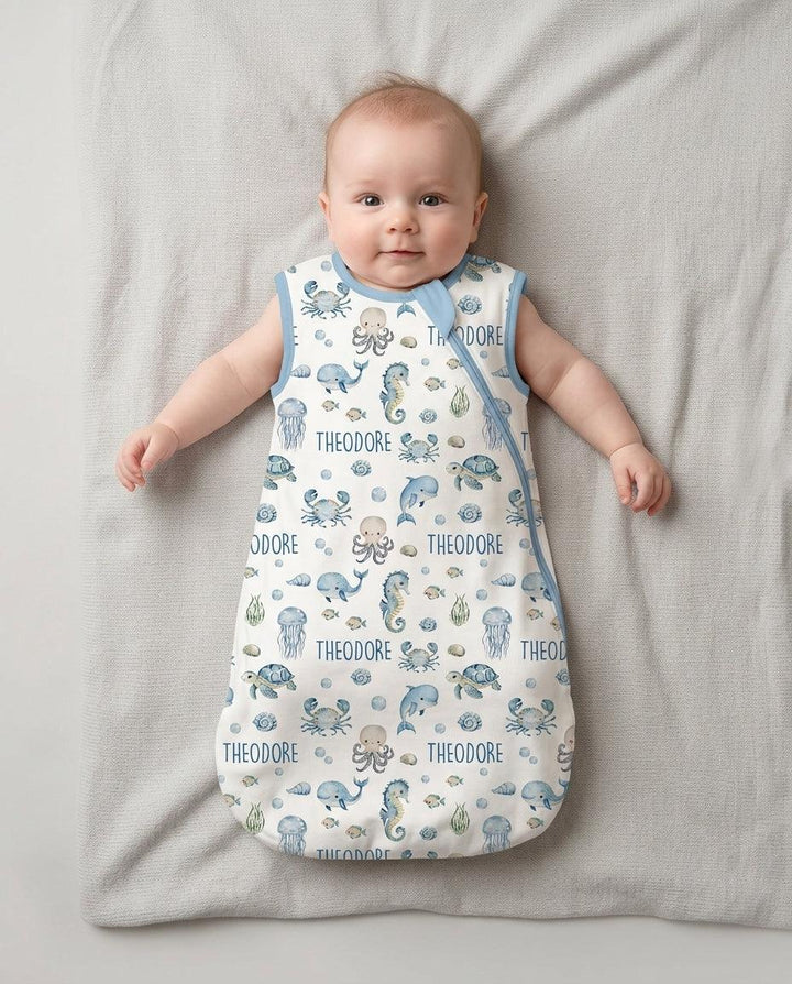 Custom Name Ocean Friends  Bamboo Sleep Bag
