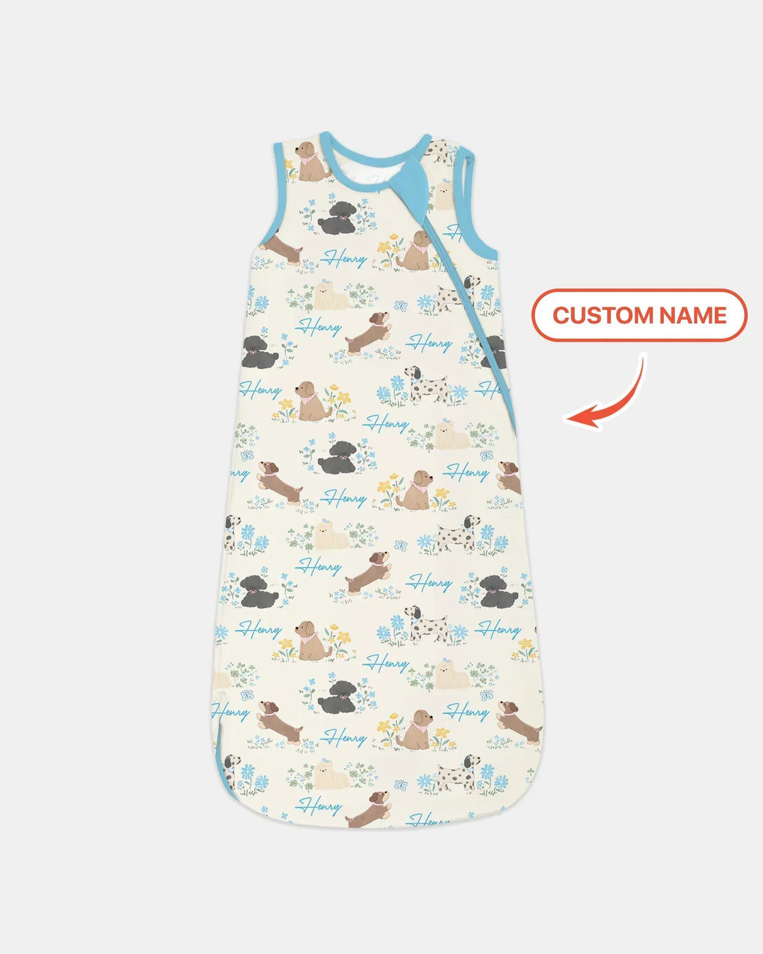 Custom Name Flower Dogs Bamboo Sleep Bag