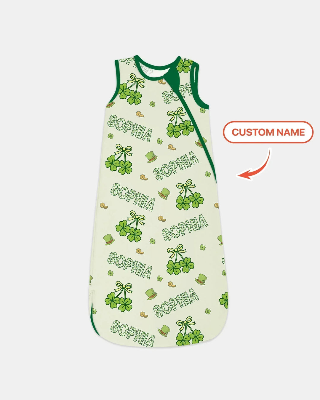 Custom Name Lucky Little Shamrock Bamboo Sleep Bag