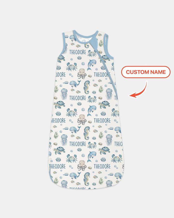 Custom Name Ocean Friends  Bamboo Sleep Bag