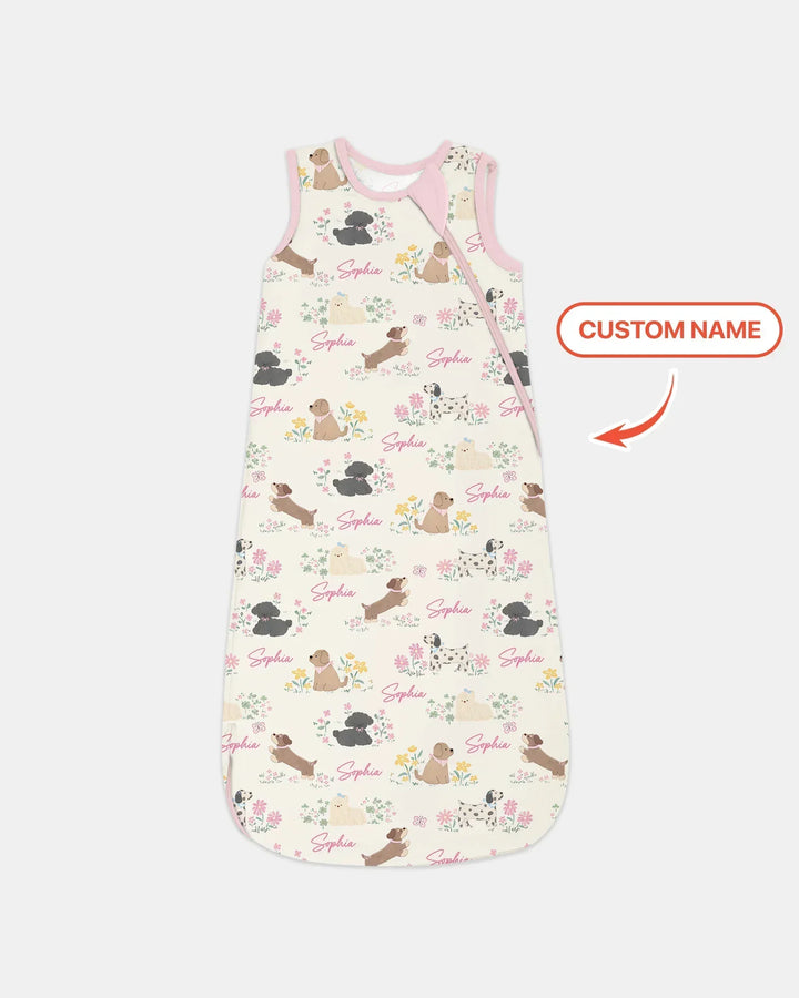 Custom Name Flower Dogs Bamboo Sleep Bag