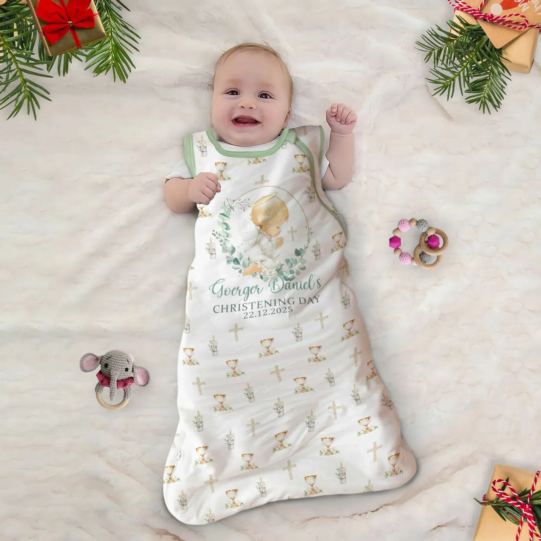 First Christening Day Custom Name Bamboo Sleep Bag