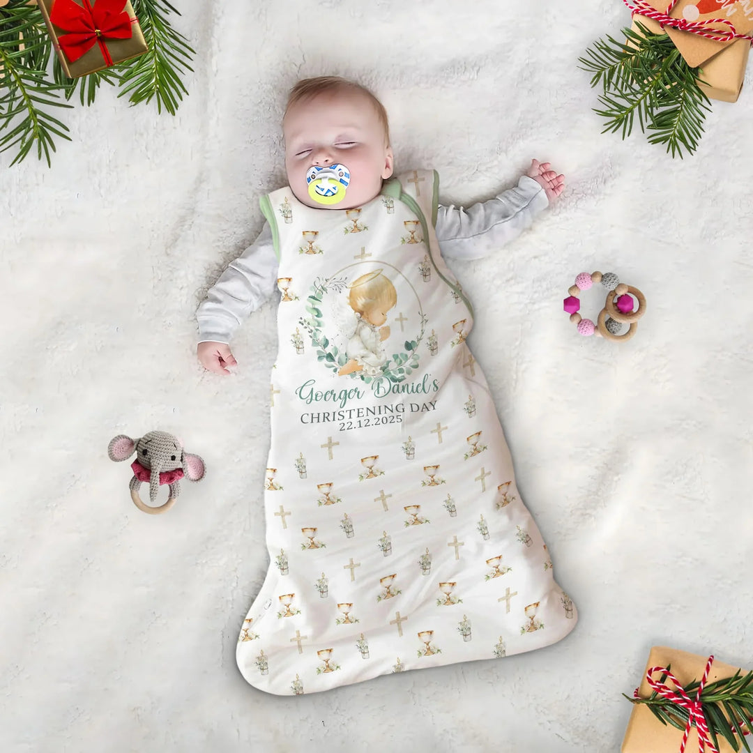 First Christening Day Custom Name Bamboo Sleep Bag
