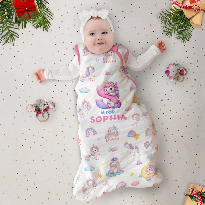 Unicorn Dreams Custom Name Bamboo Sleep Bag