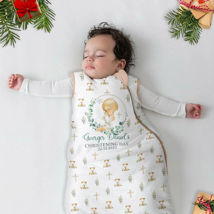 First Christening Day Custom Name Bamboo Sleep Bag