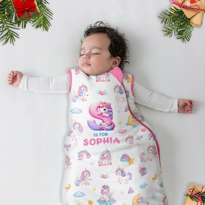 Unicorn Dreams Custom Name Bamboo Sleep Bag