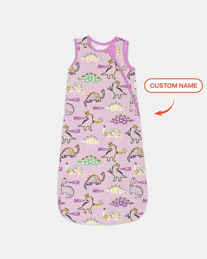Custom Name Mardi Gras Saurus Bamboo Sleep Bag