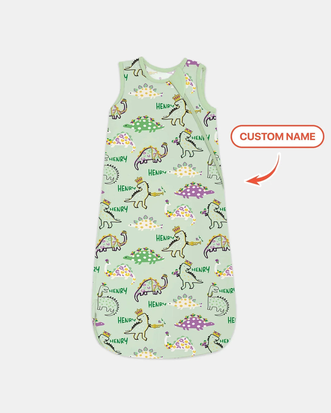 Custom Name Mardi Gras Saurus Bamboo Sleep Bag