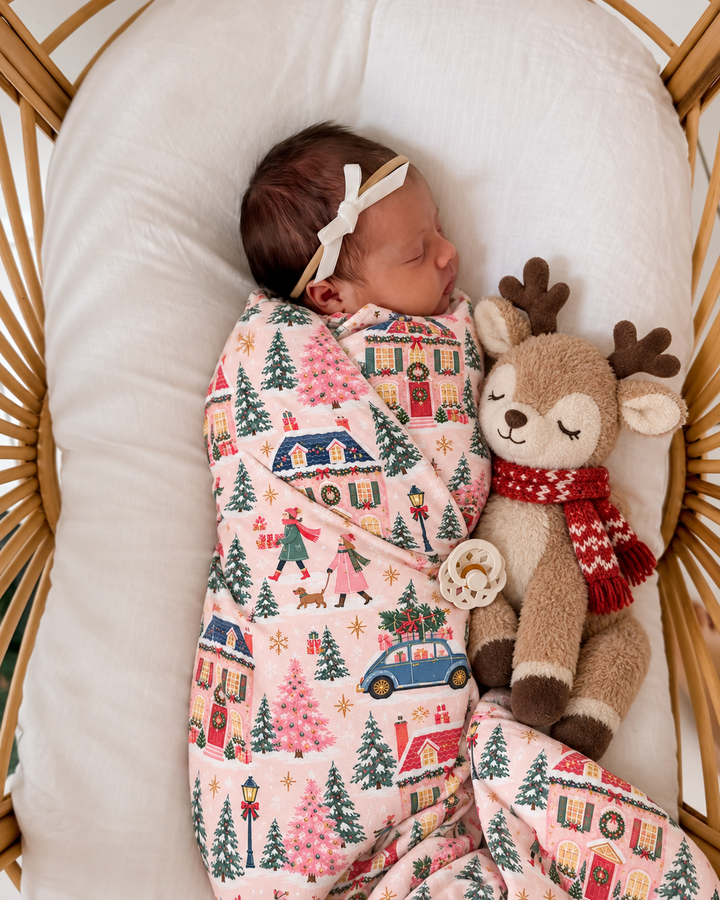 Christmas Village Scene Bamboo Swaddle Blanket