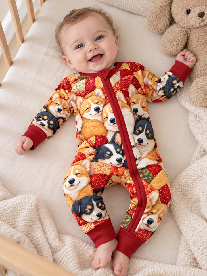 Sleeping Corgi Patchwork Bamboo Convertible Zippy