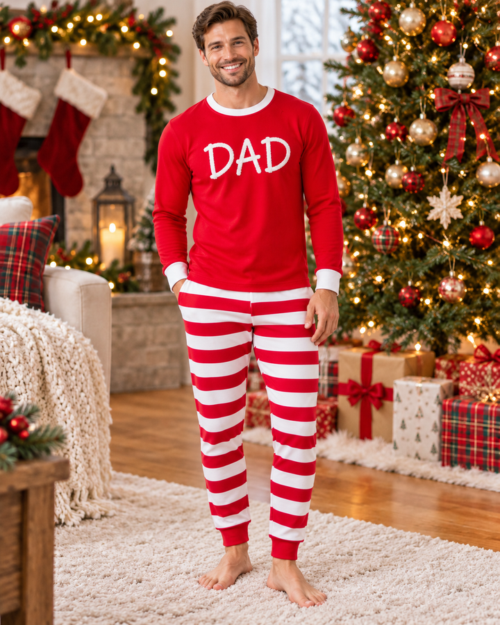 Merry & Bright Family Christmas Embroidered Bamboo Men's Pajama Set
