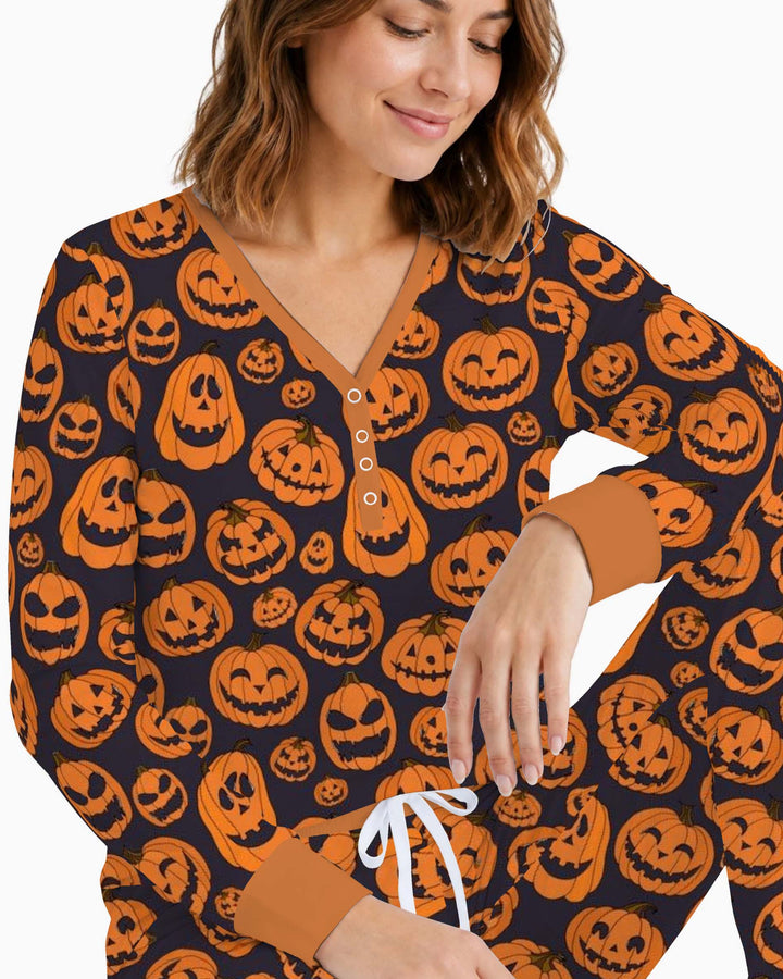 Smiling Pumpkin Patch Bamboo Women Pajama Set