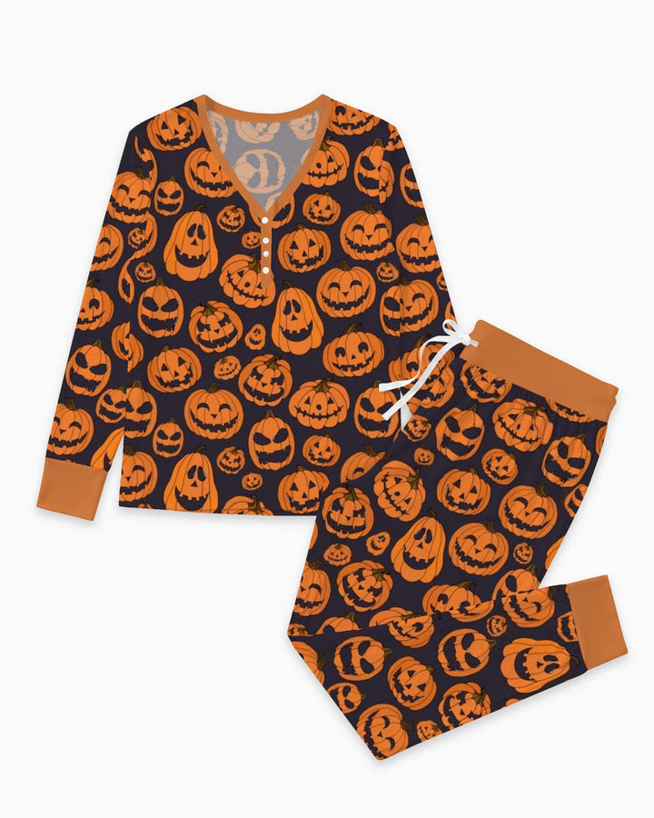 Smiling Pumpkin Patch Bamboo Women Pajama Set