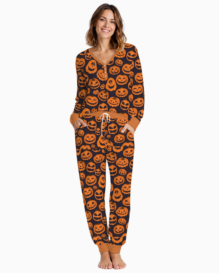 Smiling Pumpkin Patch Bamboo Women Pajama Set