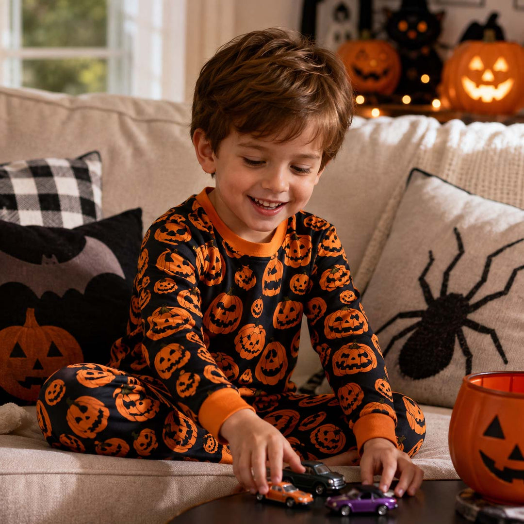 Smiling Pumpkin Patch Bamboo Two Piece Long Sleeve Pajama Set